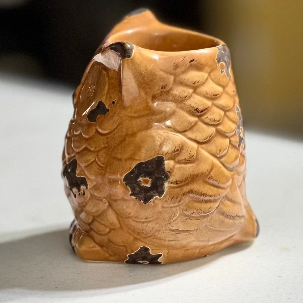 Ashland Owl Ceramic Candle Holder Small Tan Brown Rustic Distressed Decor